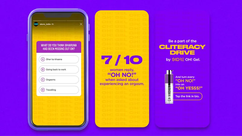 Three campaign panels showing a quiz, its result and the Cliteracy Drive invitation