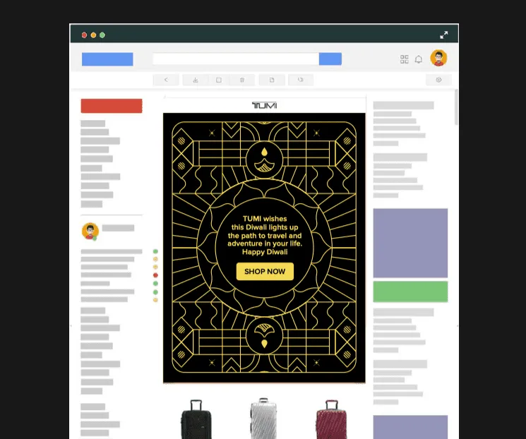 Diwali email campaign with a central Shop Now message