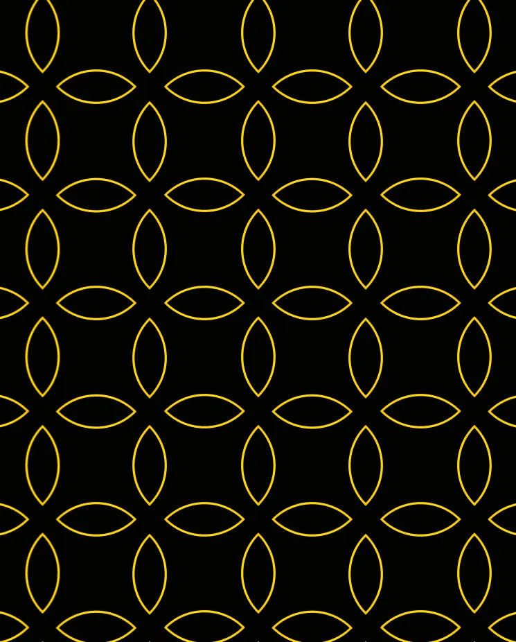 Gold repeating leaf pattern on black