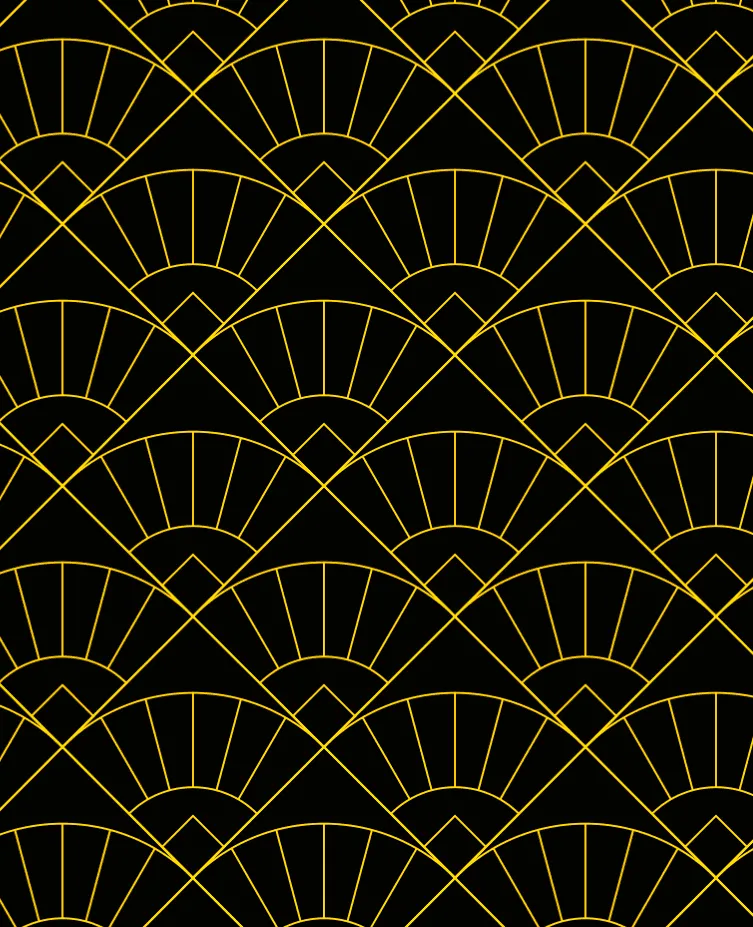 Gold repeating fan pattern on black