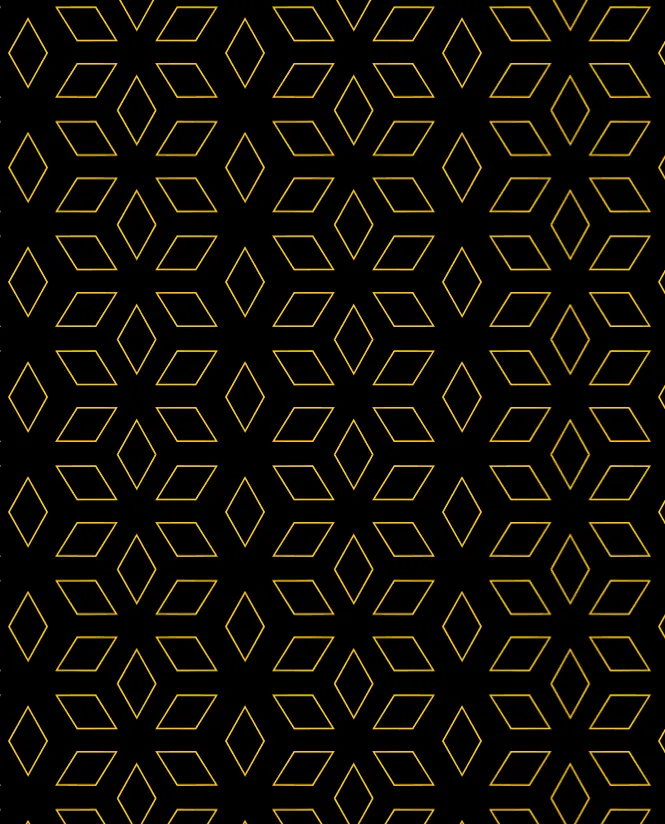 Gold interlocking hexagon pattern on black