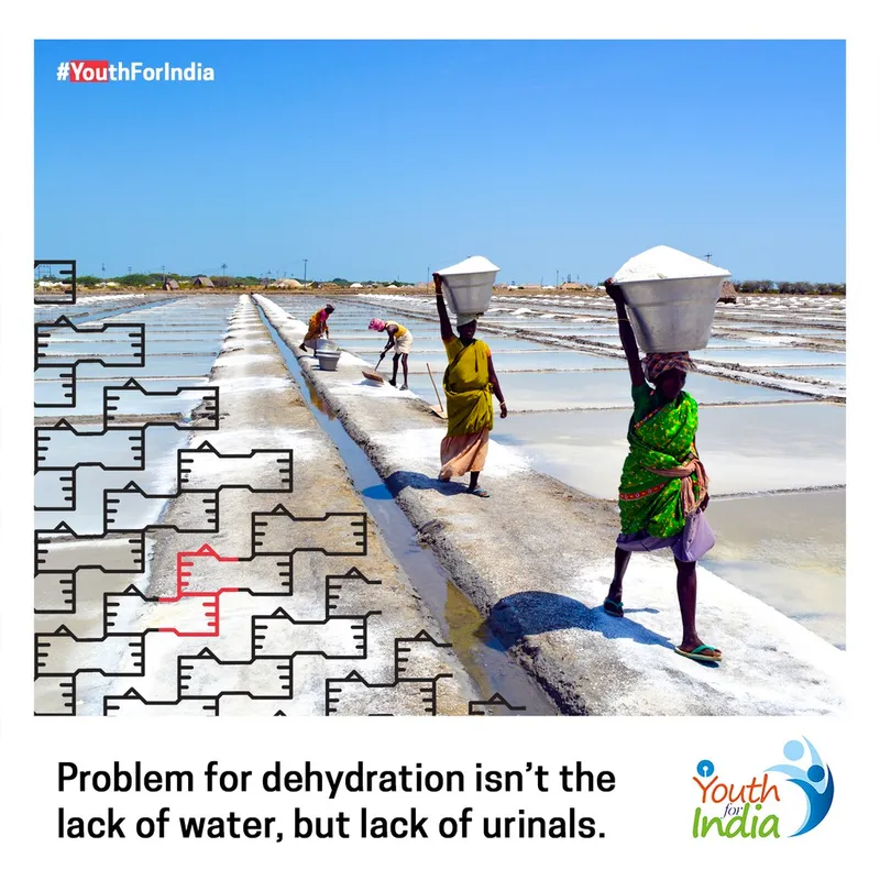 Campaign post about salt-pan workers, water access and the lack of urinals