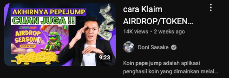 YouTube tutorial thumbnail about claiming the PepeJump airdrop