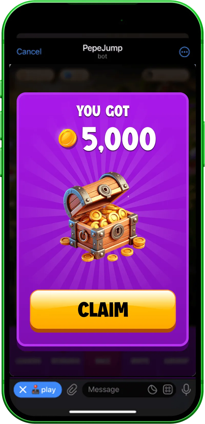 5,000-coin reward confirmation with a Claim button
