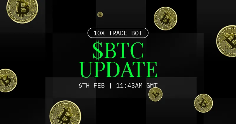 Bitcoin market-update campaign graphic with price information and gold coins
